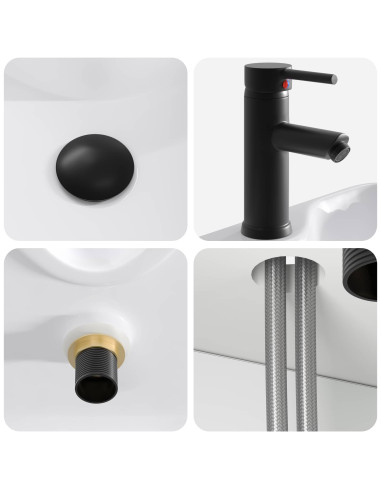 Mobile Lavabo da Parete Bianco Lucido 39 x 41 x 62,5 cm