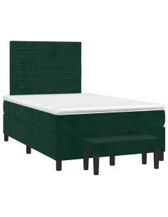 Giroletto a Molle con Materasso Verde Scuro 120x190 cm Velluto
