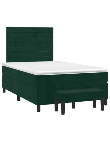 Giroletto a Molle con Materasso Verde Scuro 120x190 cm Velluto