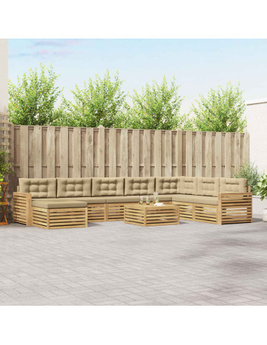 Set di divani da esterno 9 pcs Bianco e Beige