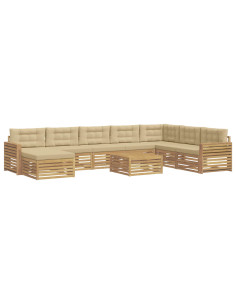 Set di divani da esterno 9 pcs Bianco e Beige 2