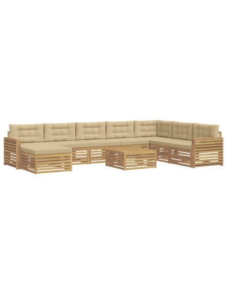 Set di divani da esterno 9 pcs Bianco e Beige