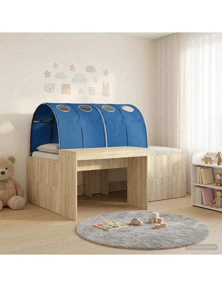 Letto con Tunnel 3 pz Rovere Artigianale e Blu