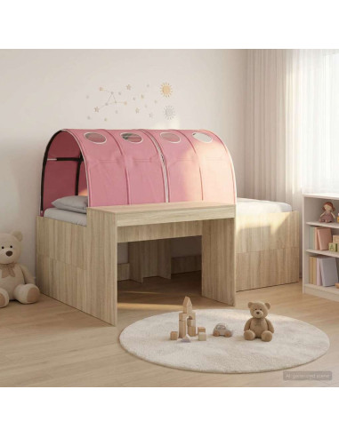 Letto con Tunnel 3 pz Rovere Artigianale e Rosa