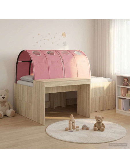 Letto con Tunnel 3 pz Rovere Artigianale e Rosa