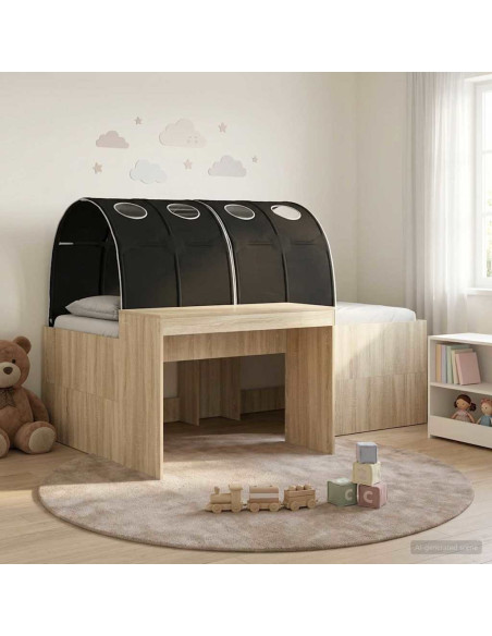 Letto con Tunnel 3 pz Rovere Artigianale e Nero