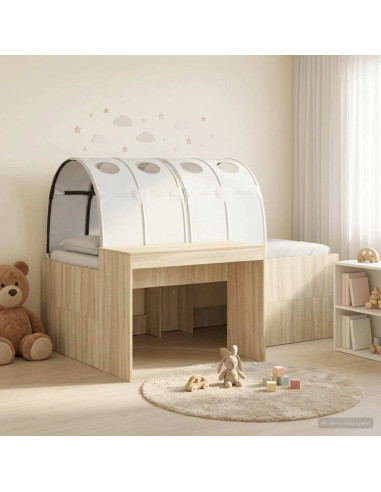 Letto con Tunnel 3 pz Rovere Artigianale e Bianco