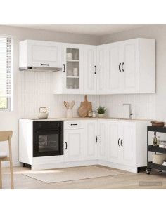 Unità Cucina KALMAR 8 pcs Bianco Lucido Legno ingegnerizzato