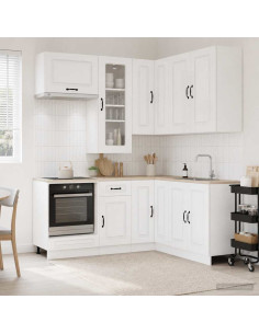 Unità Cucina KALMAR 8 pcs Bianco Lucido Legno ingegnerizzato