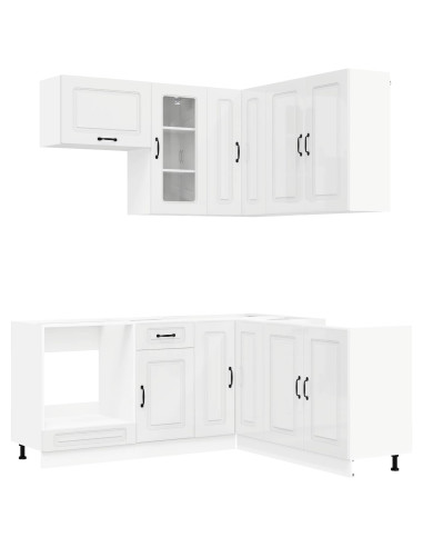 Unità Cucina KALMAR 8 pcs Bianco Lucido Legno ingegnerizzato