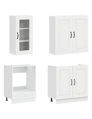 Unità Cucina KALMAR 8 pcs Bianco Lucido Legno ingegnerizzato