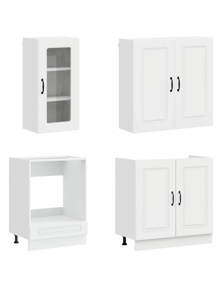 Unità Cucina KALMAR 8 pcs Bianco Lucido Legno ingegnerizzato