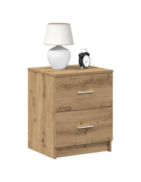 Comodini 2 pz con 2 cassetti rovere artigianale 40x36x50 cm