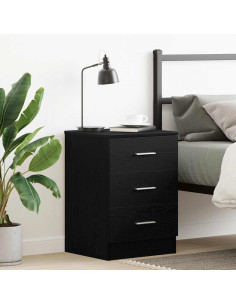 Comodino Rovere Nero 38x35x55 cm in Legno Multistrato