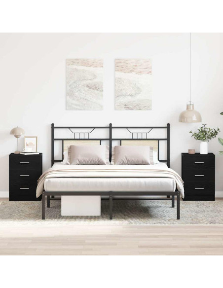 Comodini 2 pz rovere Nero 38x35x55 cm in Legno Multistrato