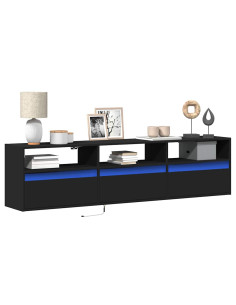 Mobile TV a parete con LED Nero 180x31x45 cm