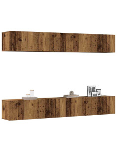 Set di 4 mobili porta TV a parete Legno Antico 100x30x30 cm