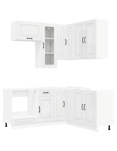 Unità Cucina KALMAR 8 pcs Bianco Lucido Legno ingegnerizzato