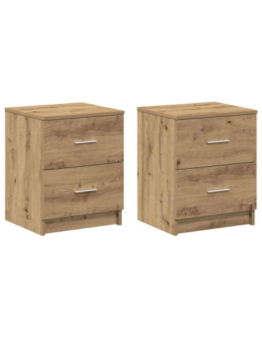 Comodini 2 pz con 2 cassetti rovere artigianale 40x36x50 cm