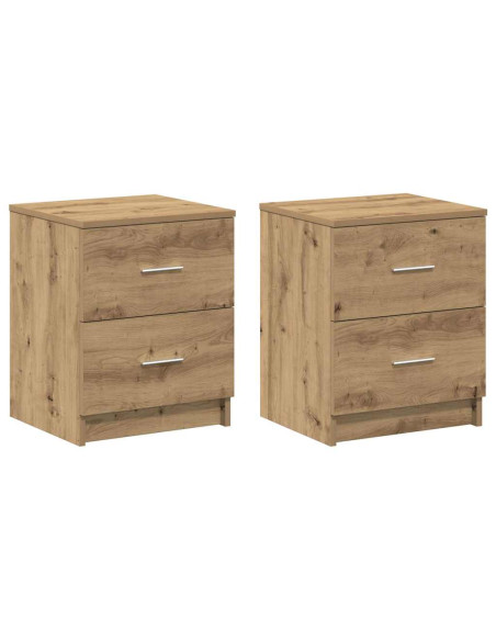 Comodini 2 pz con 2 cassetti rovere artigianale 40x36x50 cm