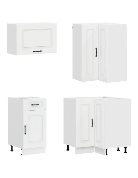 Unità Cucina KALMAR 8 pcs Bianco Lucido Legno ingegnerizzato
