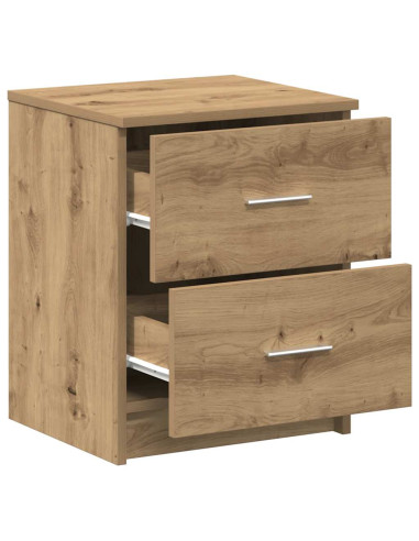 Comodini 2 pz con 2 cassetti rovere artigianale 40x36x50 cm