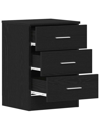 Comodino Rovere Nero 38x35x55 cm in Legno Multistrato