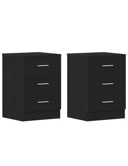 Comodini 2 pz rovere Nero 38x35x55 cm in Legno Multistrato