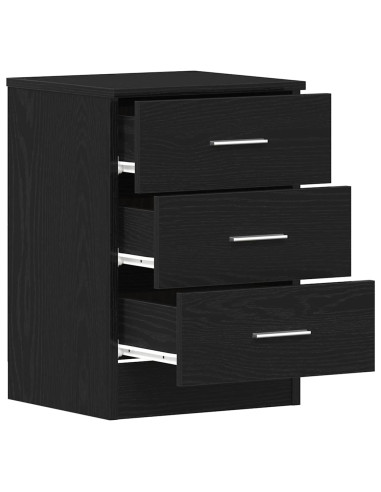 Comodini 2 pz rovere Nero 38x35x55 cm in Legno Multistrato