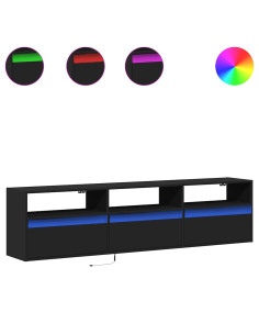 Mobile TV a parete con LED Nero 180x31x45 cm 2