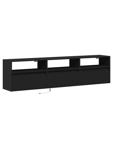 Mobile TV a parete con LED Nero 180x31x45 cm