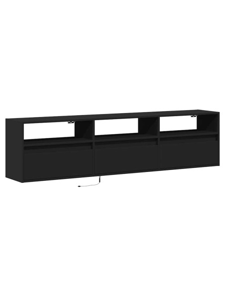 Mobile TV a parete con LED Nero 180x31x45 cm