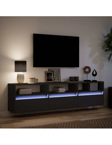 Mobile TV a parete con LED Nero 180x31x45 cm