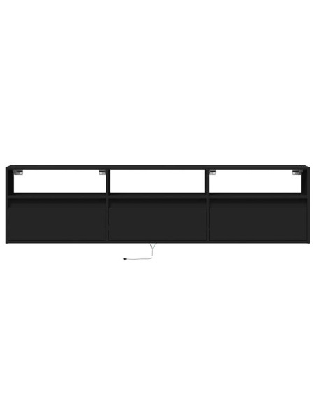 Mobile TV a parete con LED Nero 180x31x45 cm