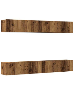 Set di 4 mobili porta TV a parete Legno Antico 100x30x30 cm 2