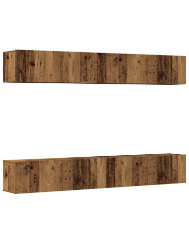 Set di 4 mobili porta TV a parete Legno Antico 100x30x30 cm