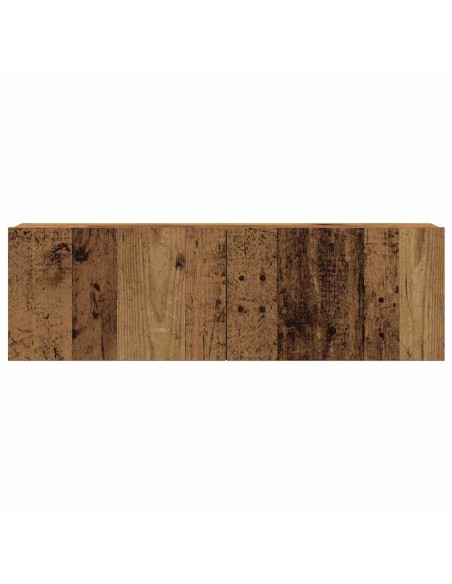 Set di 4 mobili porta TV a parete Legno Antico 100x30x30 cm