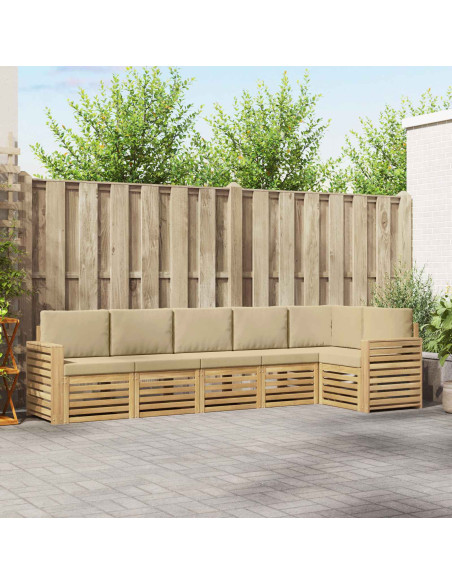 Set di divani da esterno 6 pcs Bianco e Beige