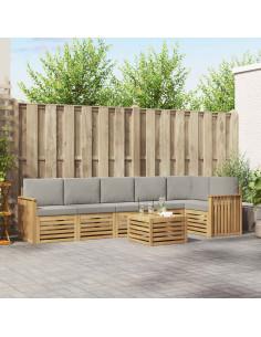 Set di divani da esterno 7 pcs Bianco e Grigio Chiaro