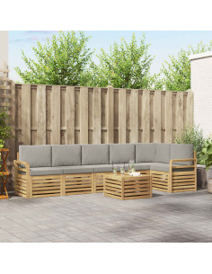 Set di divani da esterno 7 pcs Bianco e Grigio Chiaro