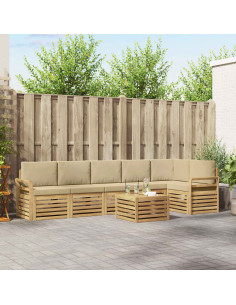 Set di divani da esterno 7 pcs Bianco e Beige 59 x 59 x 37 cm