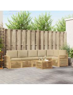 Set di divani da esterno 7 pcs Bianco e Beige 59 x 59 x 37 cm