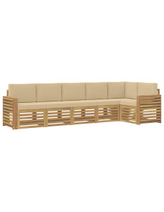 Set di divani da esterno 6 pcs Bianco e Beige 2