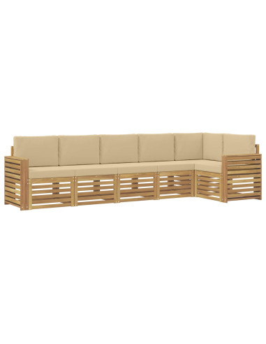 Set di divani da esterno 6 pcs Bianco e Beige