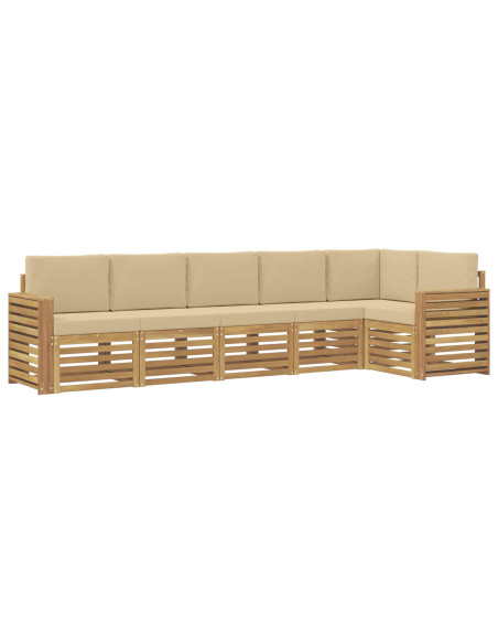 Set di divani da esterno 6 pcs Bianco e Beige