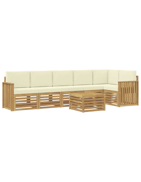 Set di divani da esterno 7 pcs Bianco e Crema 59 x 59 x 37 cm