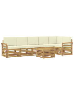 Set di divani da esterno 7 pcs Bianco e Crema 59 x 59 x 37 cm 2