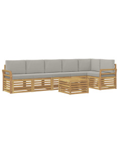 Set di divani da esterno 7 pcs Bianco e Grigio Chiaro 2