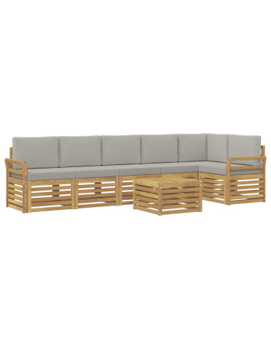 Set di divani da esterno 7 pcs Bianco e Grigio Chiaro