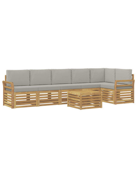 Set di divani da esterno 7 pcs Bianco e Grigio Chiaro